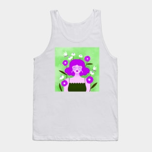 Happy girl with flowers and dragonflies, version 4 Tank Top